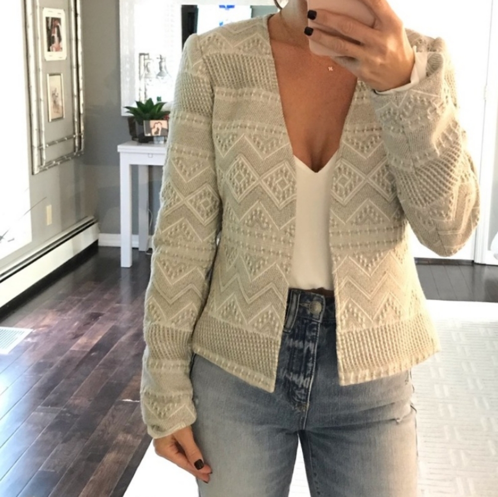 Lovely Intricate Neutral Woven Jacket XS Like New